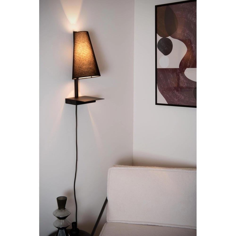 Design bedside lamp Gregory black with USB charging point Lucide 5411212303370