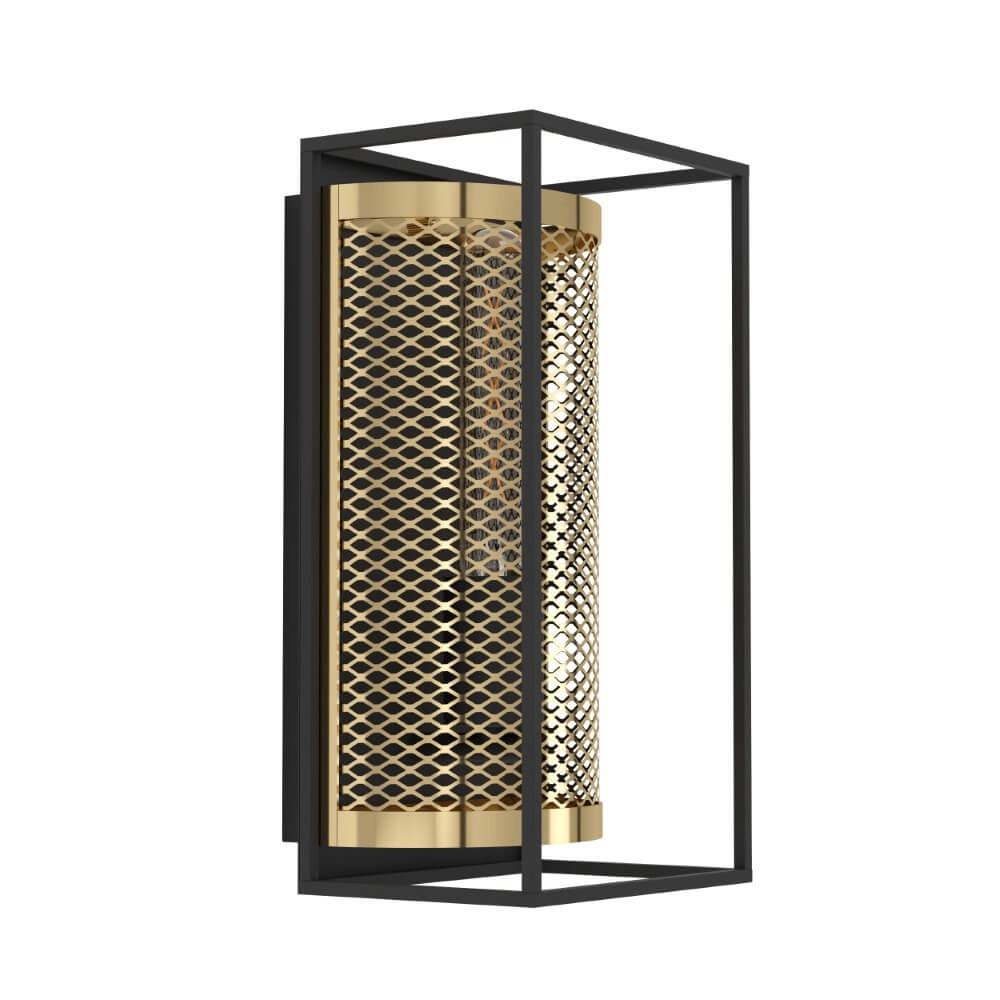 Country wall lamp Nohales black with gold