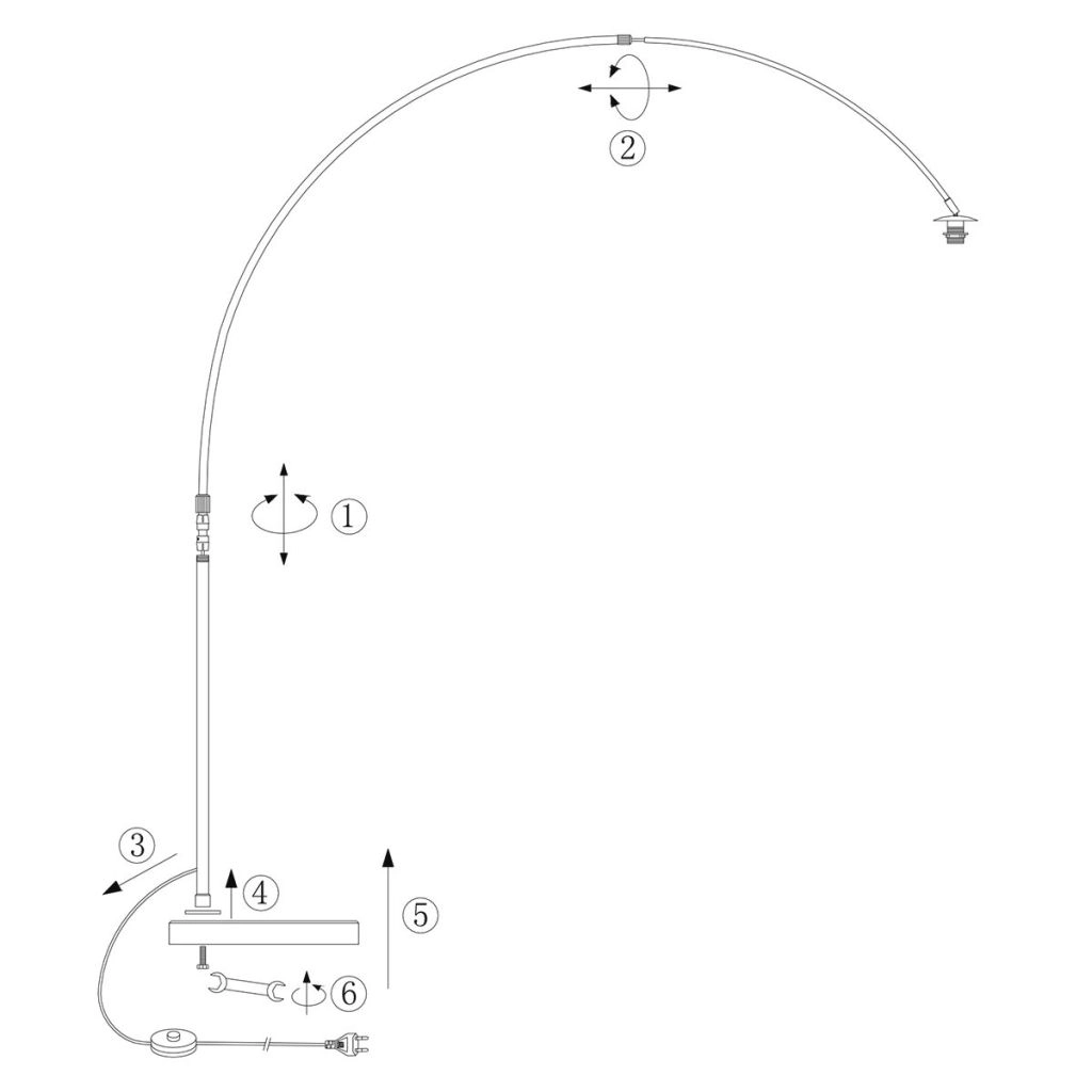 Arc lamp sand brown Silva Alba with white shade Ø60cm Steinhauer 8712746185720