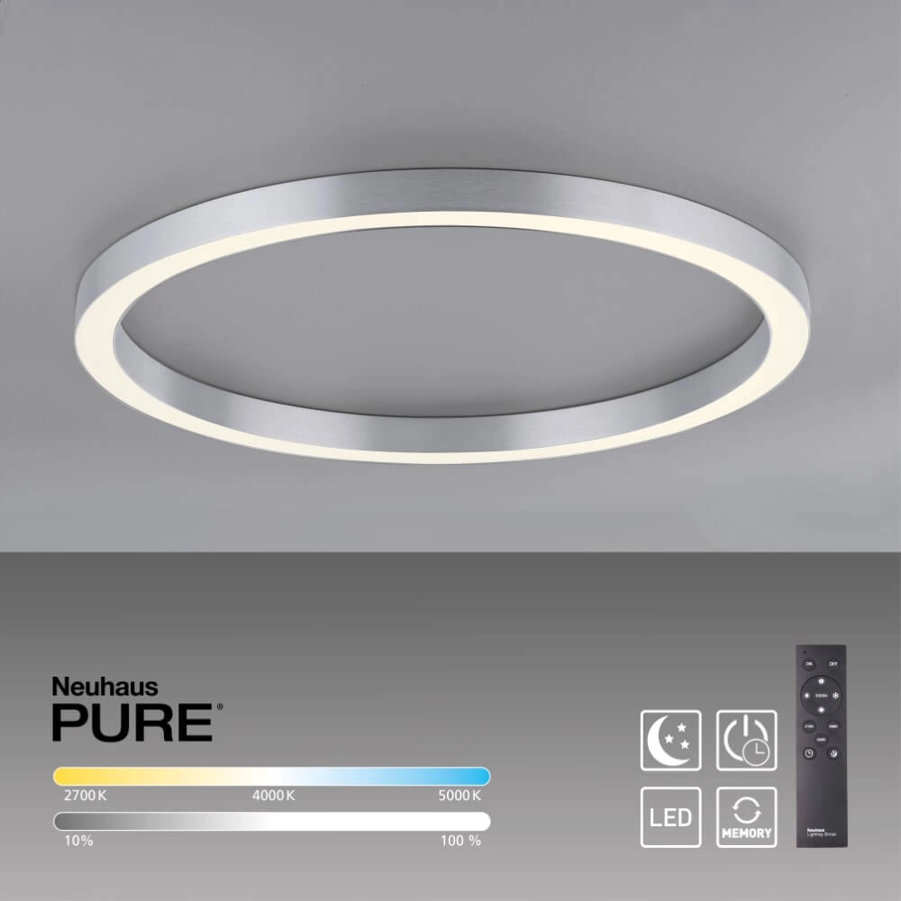Round floor lamp Pure Lines Round Ø 70cm aluminum Paul Neuhaus 4012248373538