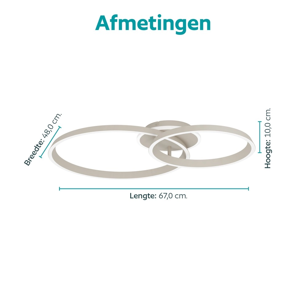 Modern ceiling lamp Girifalco sand brown 67 x 48cm