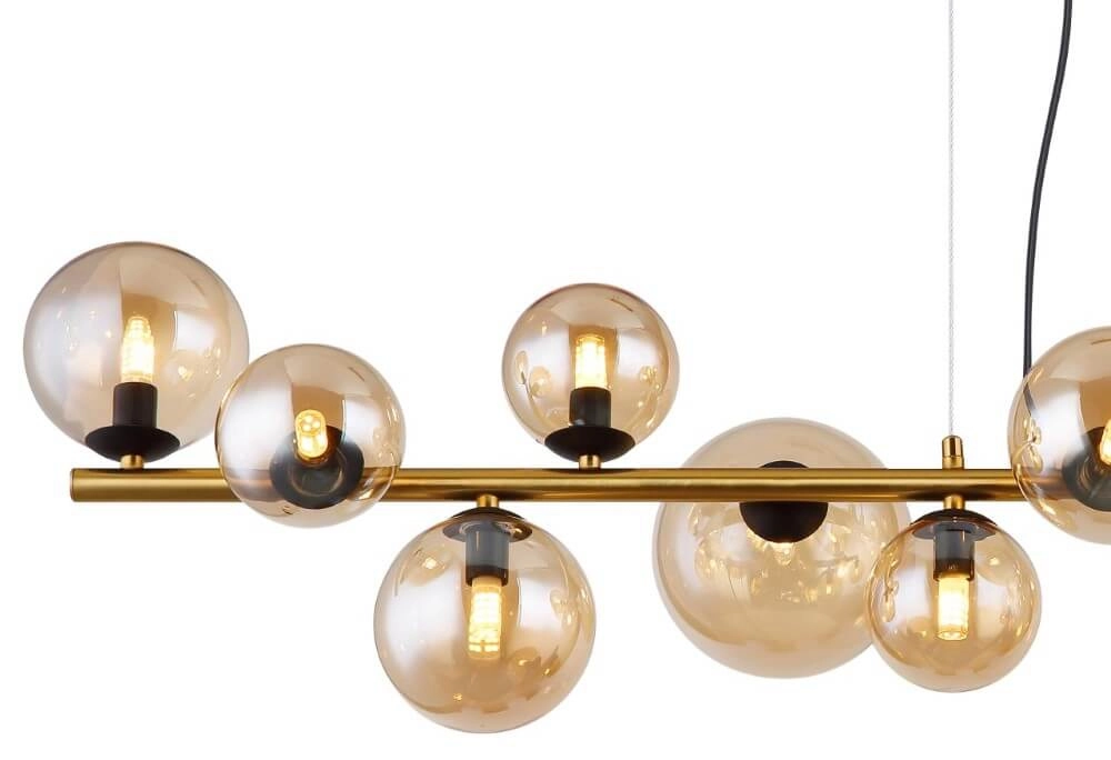 Golden pendant lamp Riha design with amber glass Globo 9007371448838