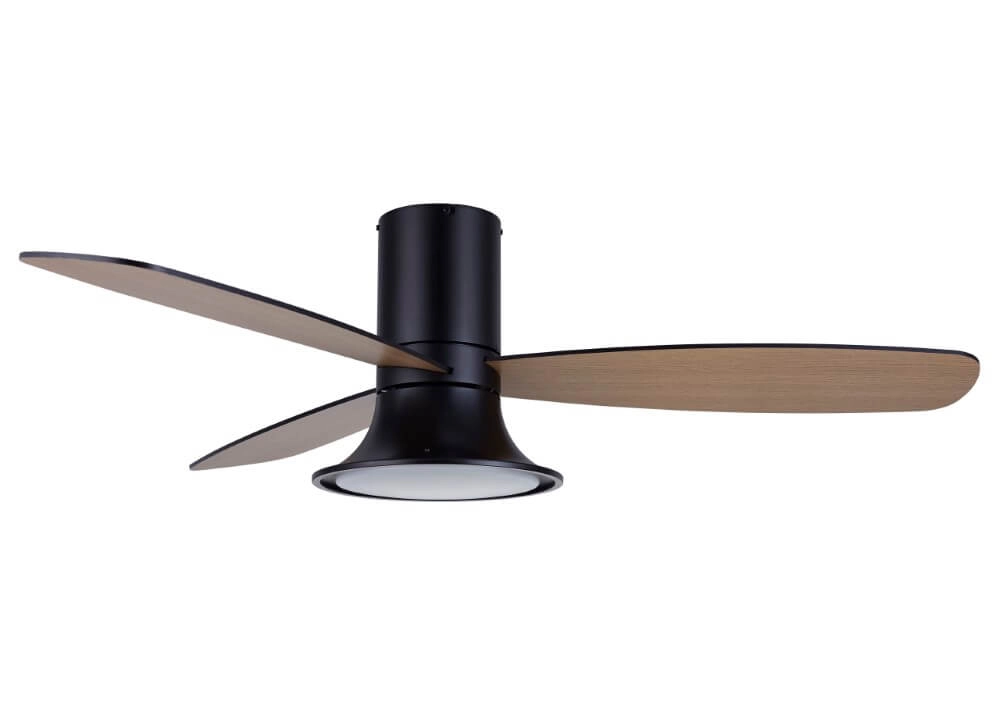 Black fan with lamp Flusso Ø 132cm