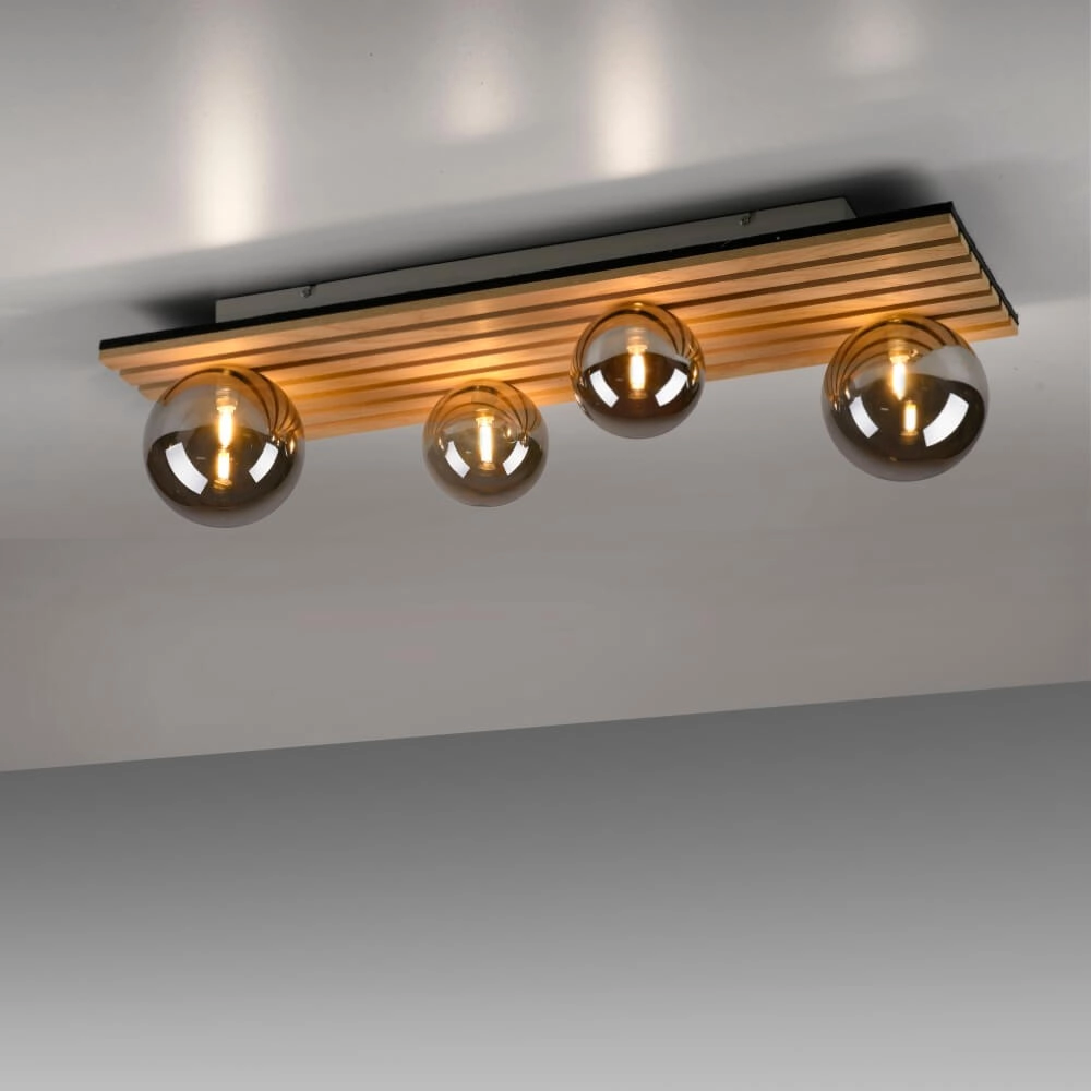 Wooden ceiling lamp Green Stika rectangular Just Light 4043689004248