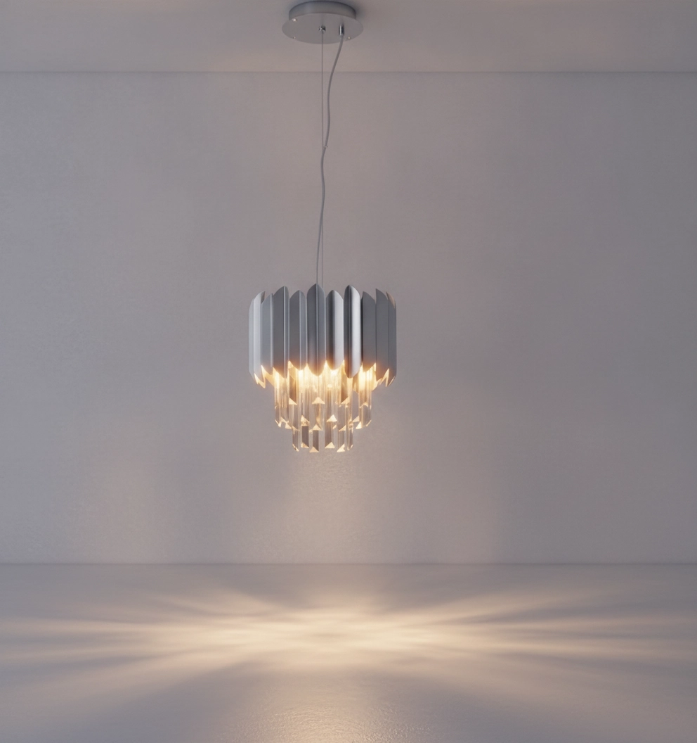 Pendant lamp Magnolia chrome and crystal Ø 25cm