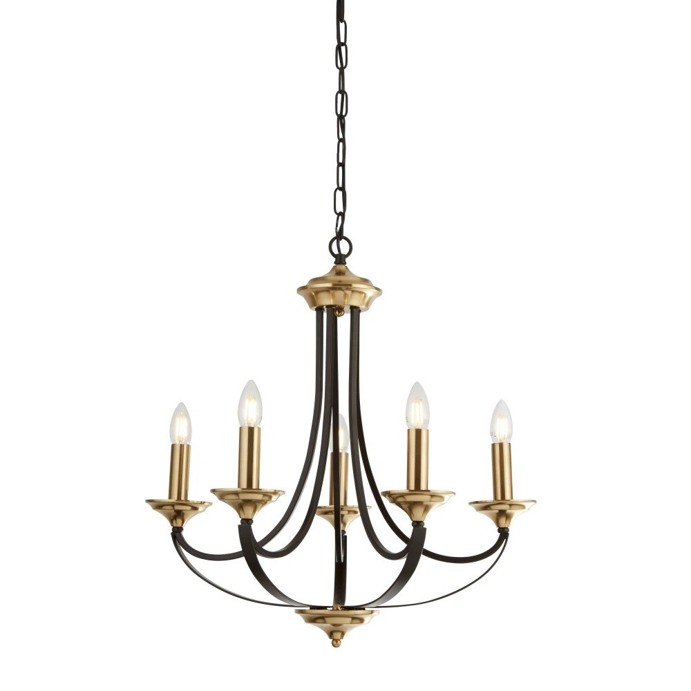 Classic chandelier Belfry 5-light 58cm bronze with gold