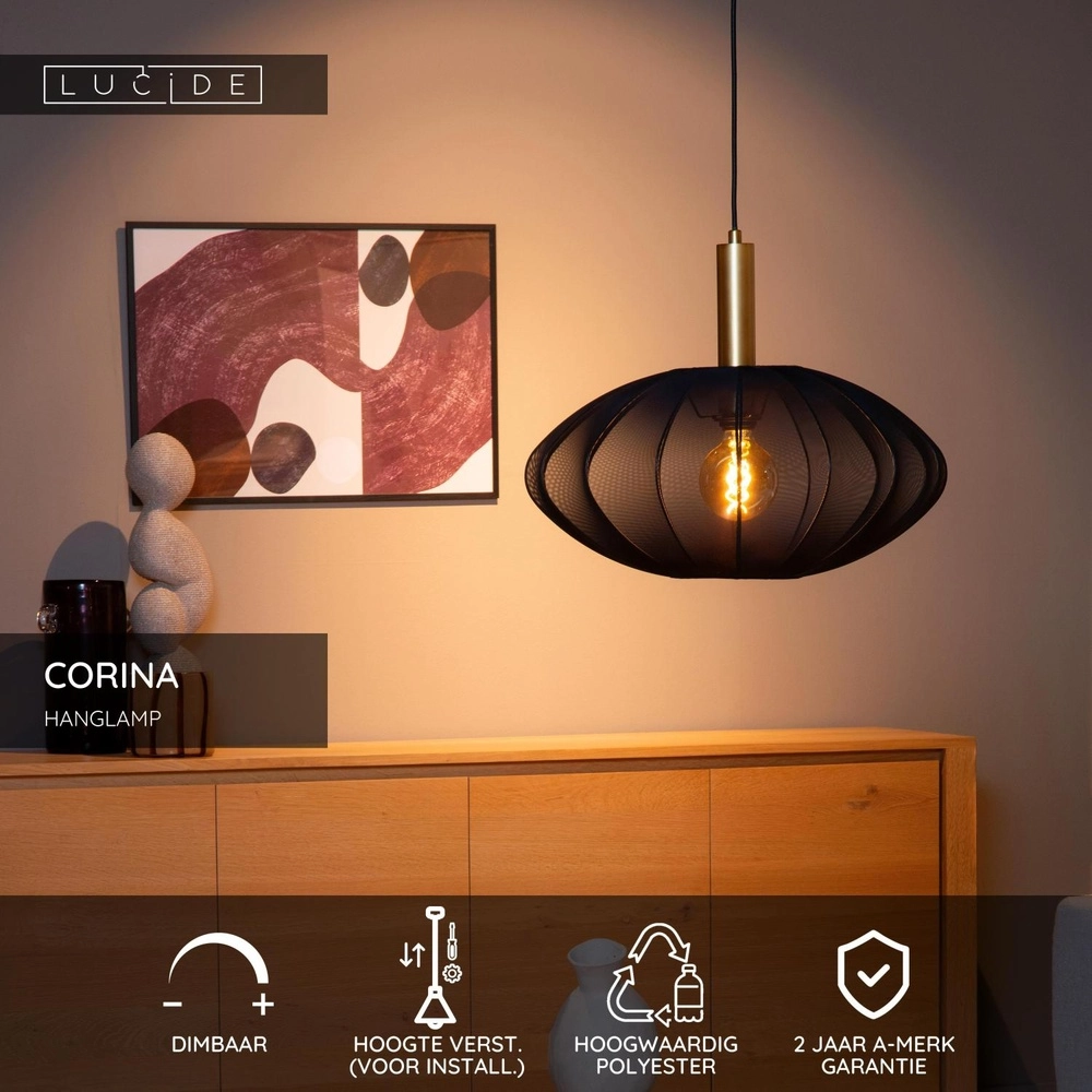 Pendant lamp Corina black Ø 50cm Lucide 5411212032003