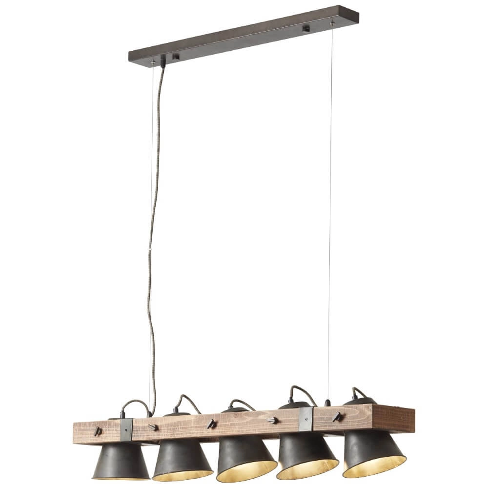5-light pendant lamp Decca black with brown Brilliant 4004353361494