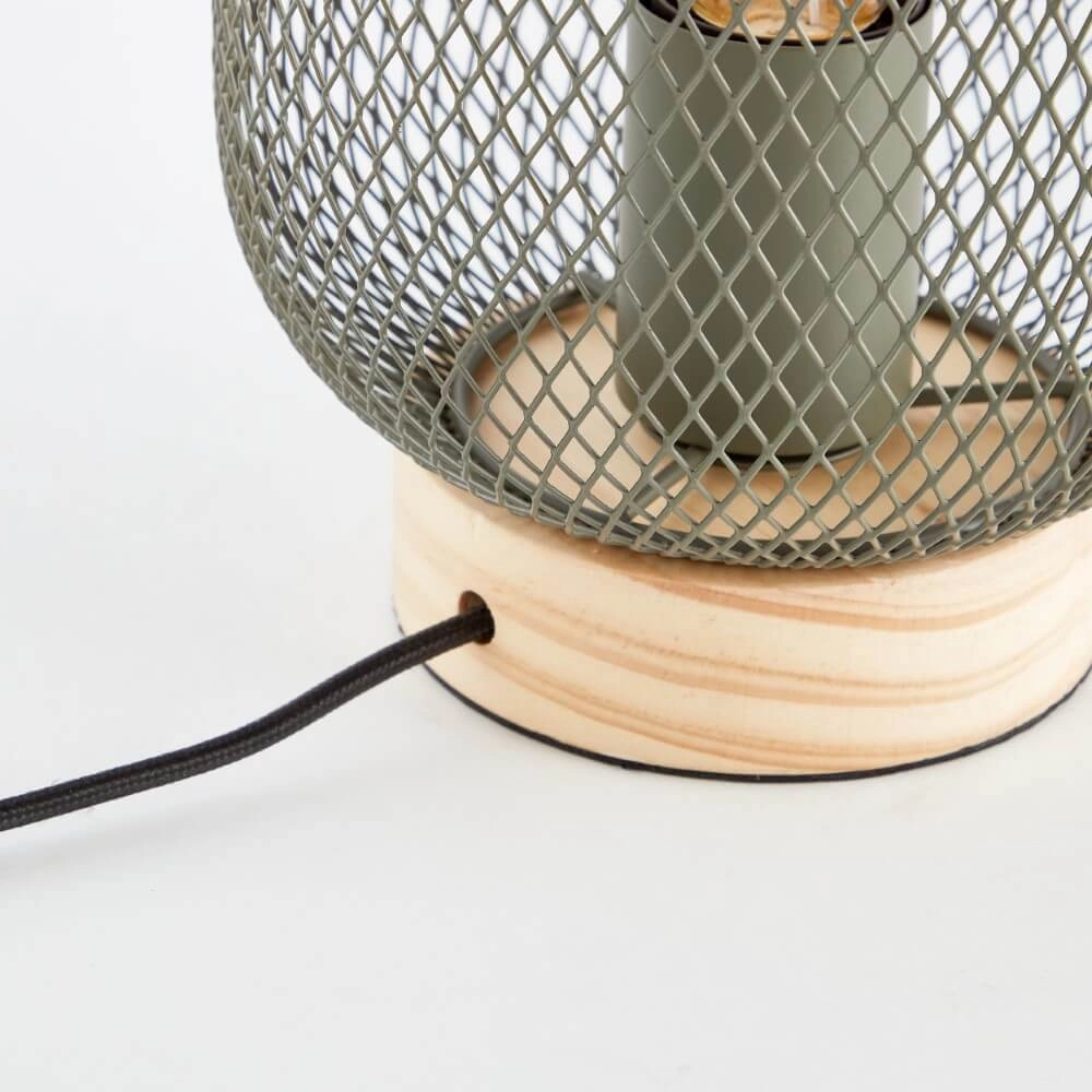 Green table lamp Giada with wood Brilliant 4004353354199