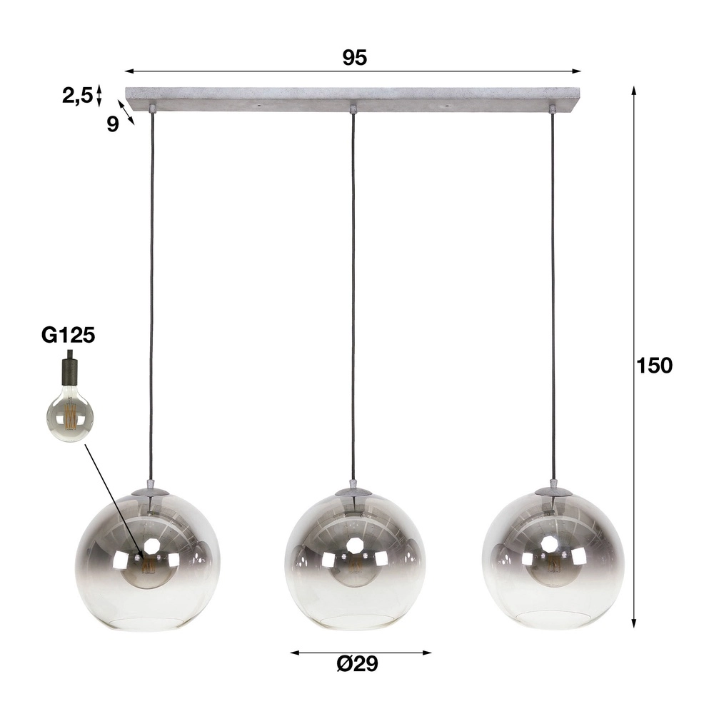 3L pendant light Bubble with silver fading glass Lyora 8716803511217