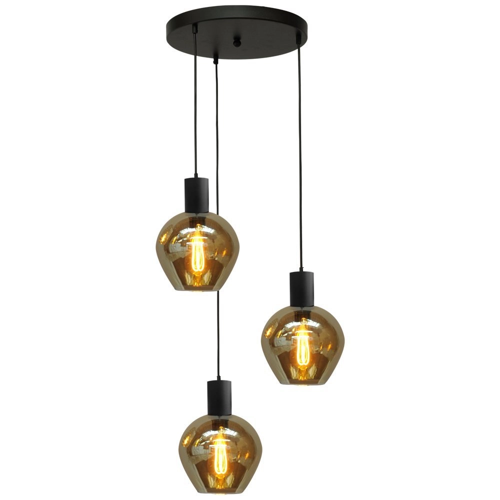 Hanging lamp Bounty 3-light smoke glass