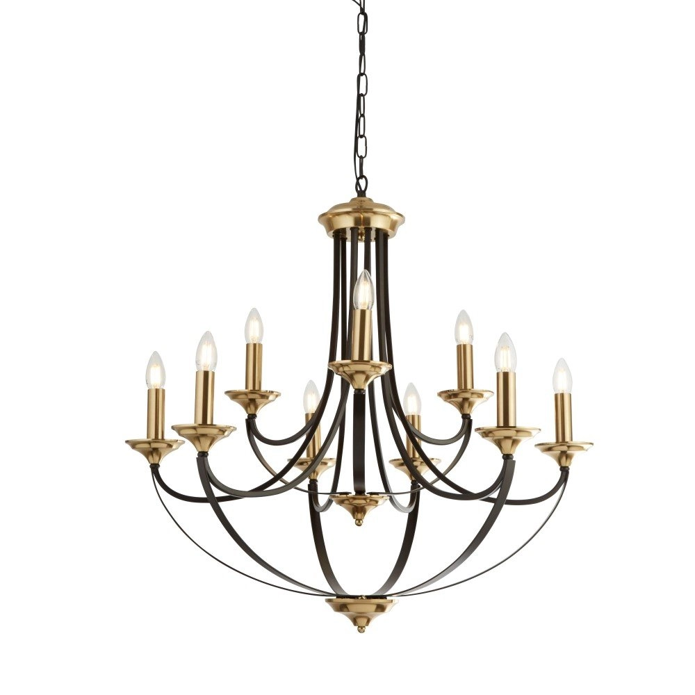 Classic chandelier Belfry 9-light 78cm bronze with gold