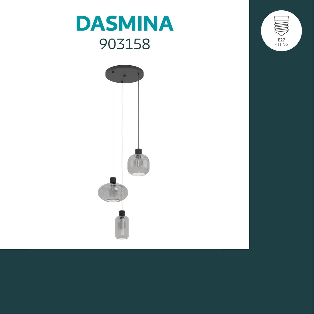 Design pendant lamp Dasmina Black 3-light