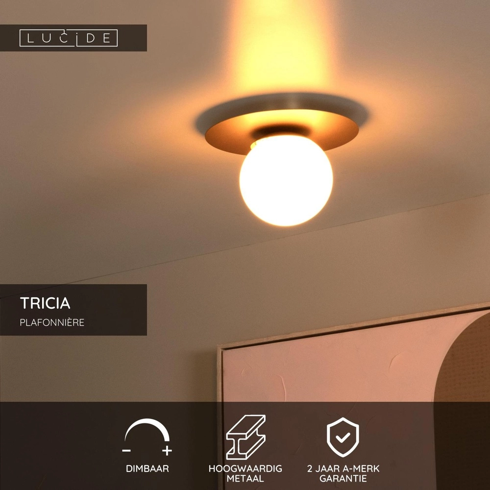 Ceiling lamp Tricia gold with white sphere Lucide 5411212791986