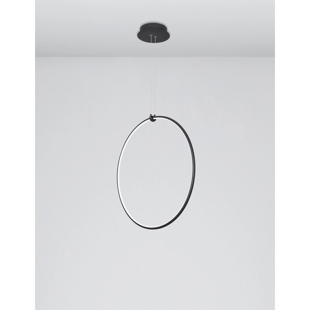 Pendant lamp Ring black Ø 68cm
