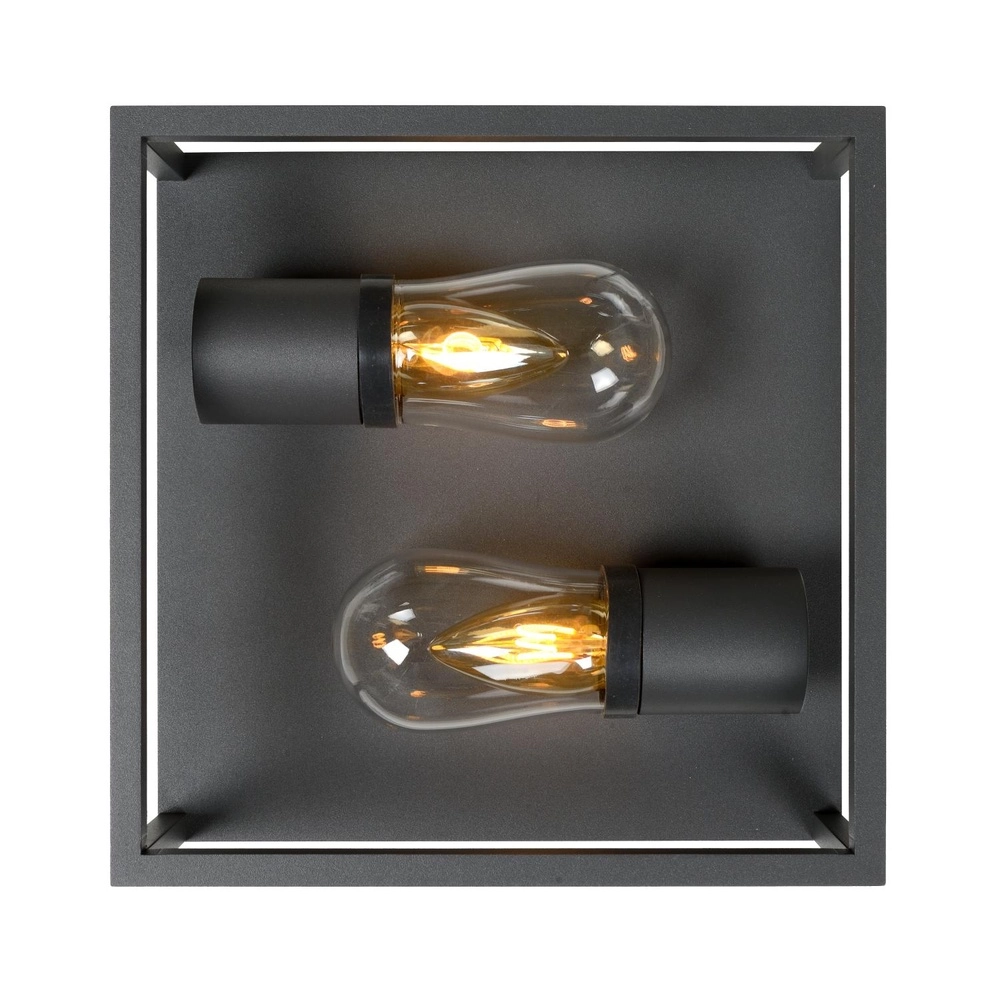 Black wall lamp Carlyn 2-light bathroom IP54 Lucide 5411212271709