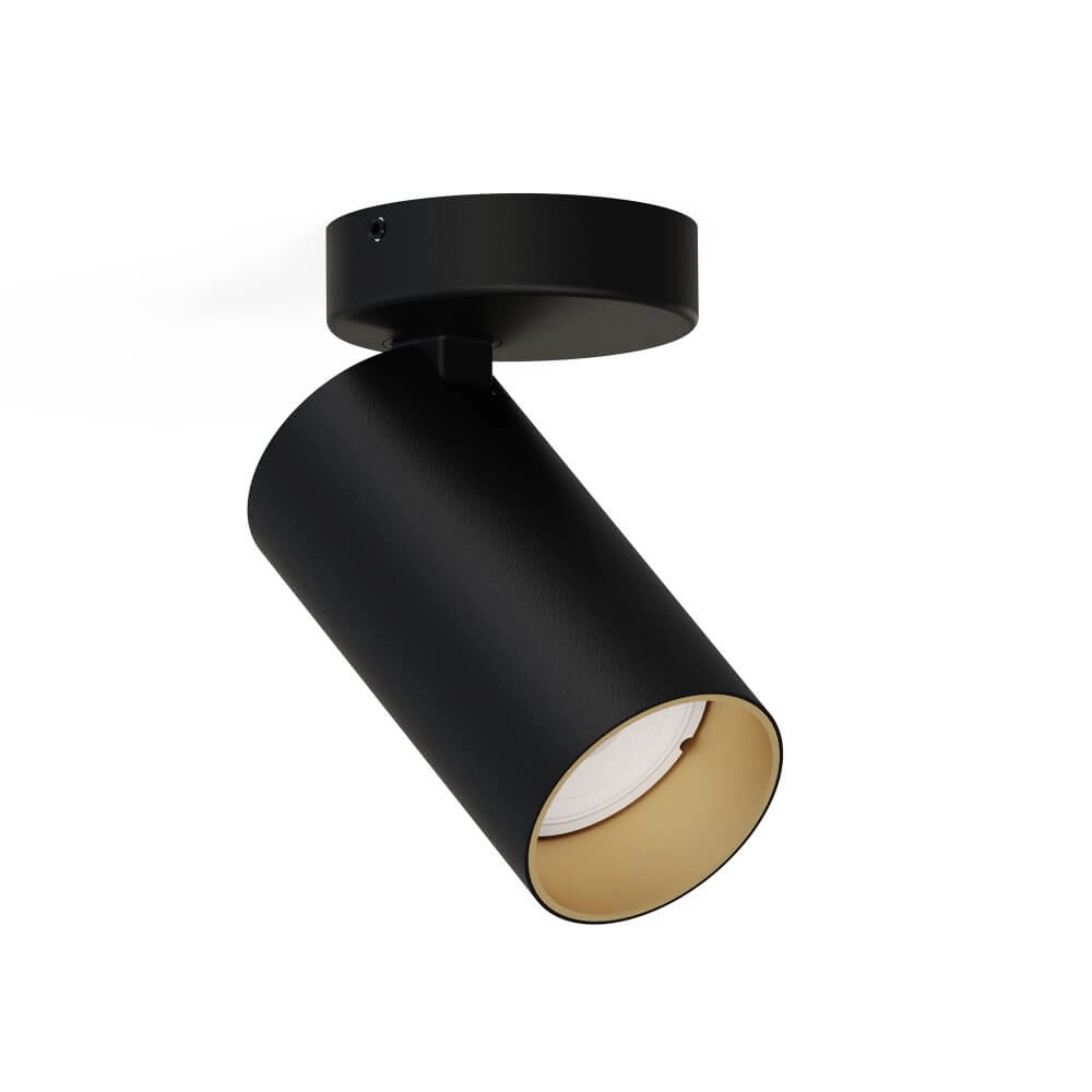 Tiltable surface-mounted spot Mono black with gold