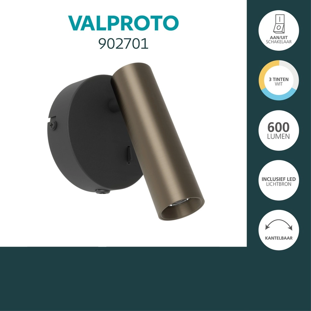 Surface-mounted spot Valproto black with bronze Eglo 9008606392056