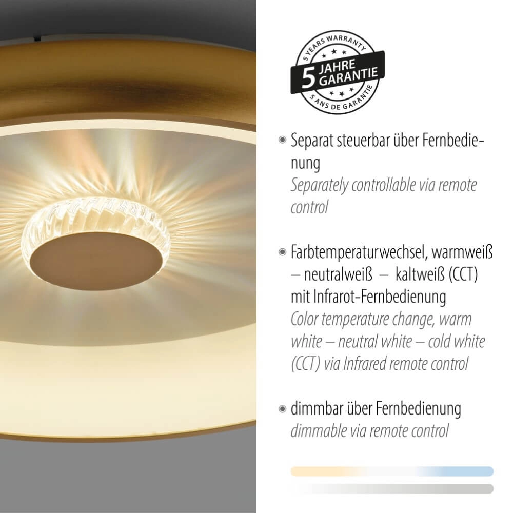 Round ceiling lamp Vertigo brass Ø 61.5cm Just Light 4043689995096