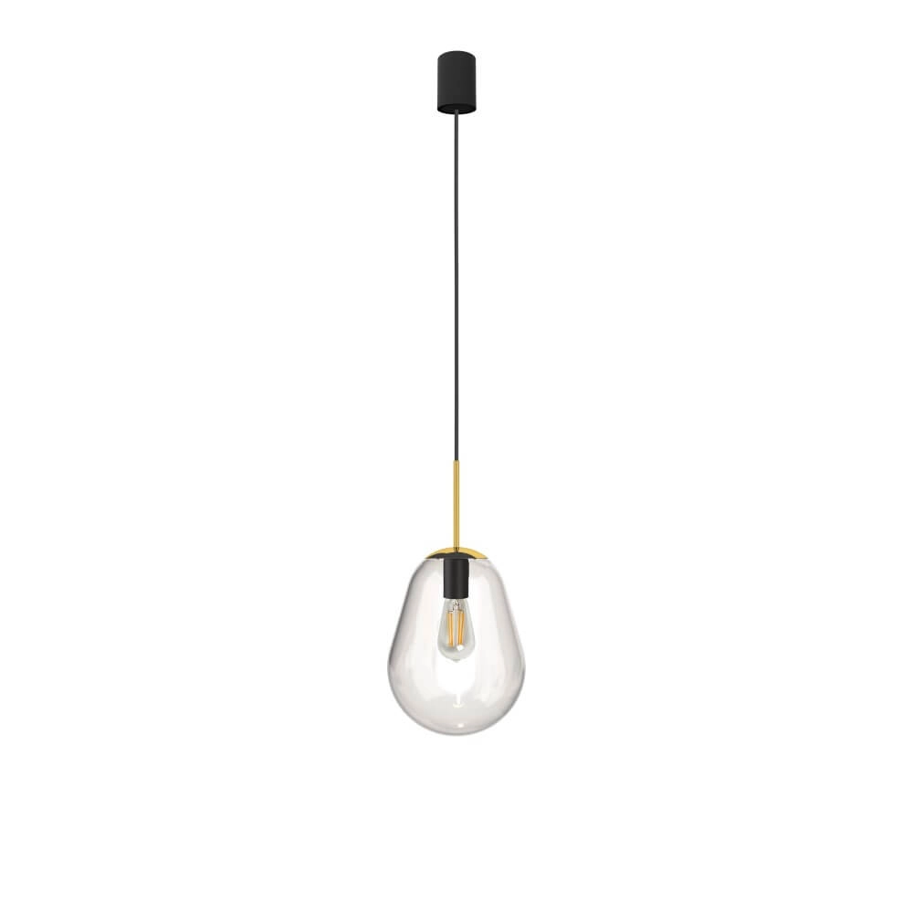 Glass hanging lamp Pear Short Ø 22cm gold with clear glass Lyora 5903139867399