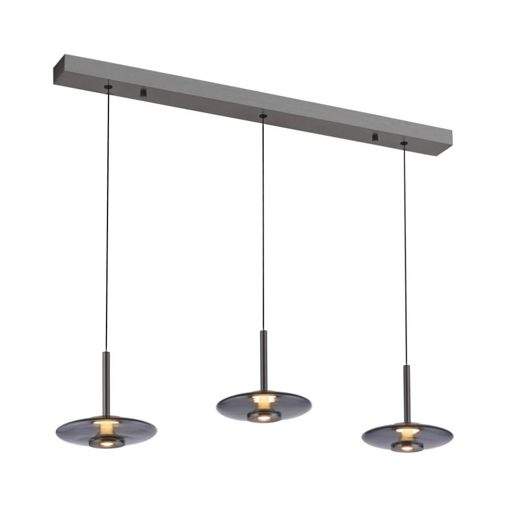 Hanging lamp 3-light Pure Vitrum design gray Paul Neuhaus 4012248382646