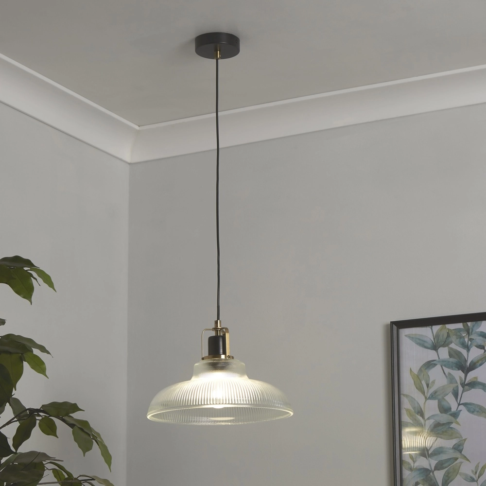 Design pendant lamp Glossop brass with clear glass Searchlight 5053423306841
