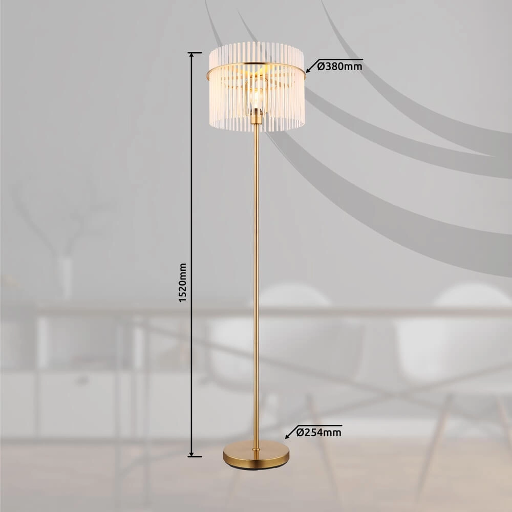 Golden floor lamp Gorley with glass Ø 38cm Globo 9007371446810