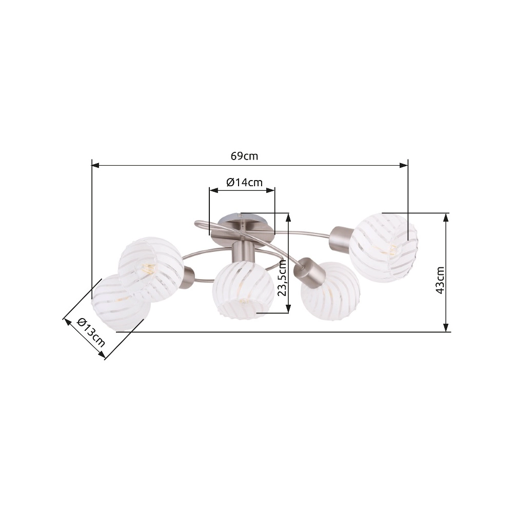 Ceiling lamp Willy nickel 5-lights Globo 9007371406111