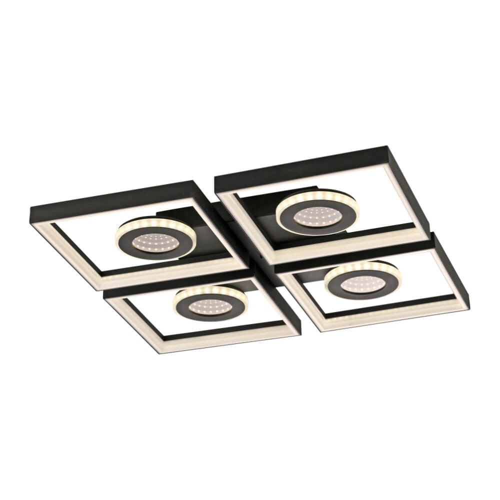 Square ceiling lamp Traforo quatro