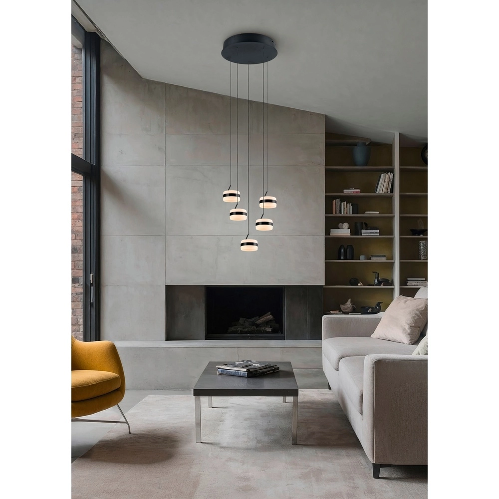 Design pendant lamp Dios black 5-lights Trio 4017807657678