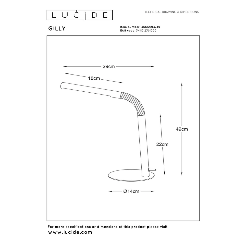 Desk lamp Gilly Black Lucide 5411212361080