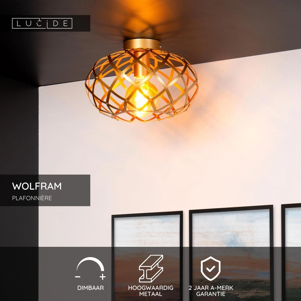 Ceiling lamp Wolfram Gold Lucide 5411212211293