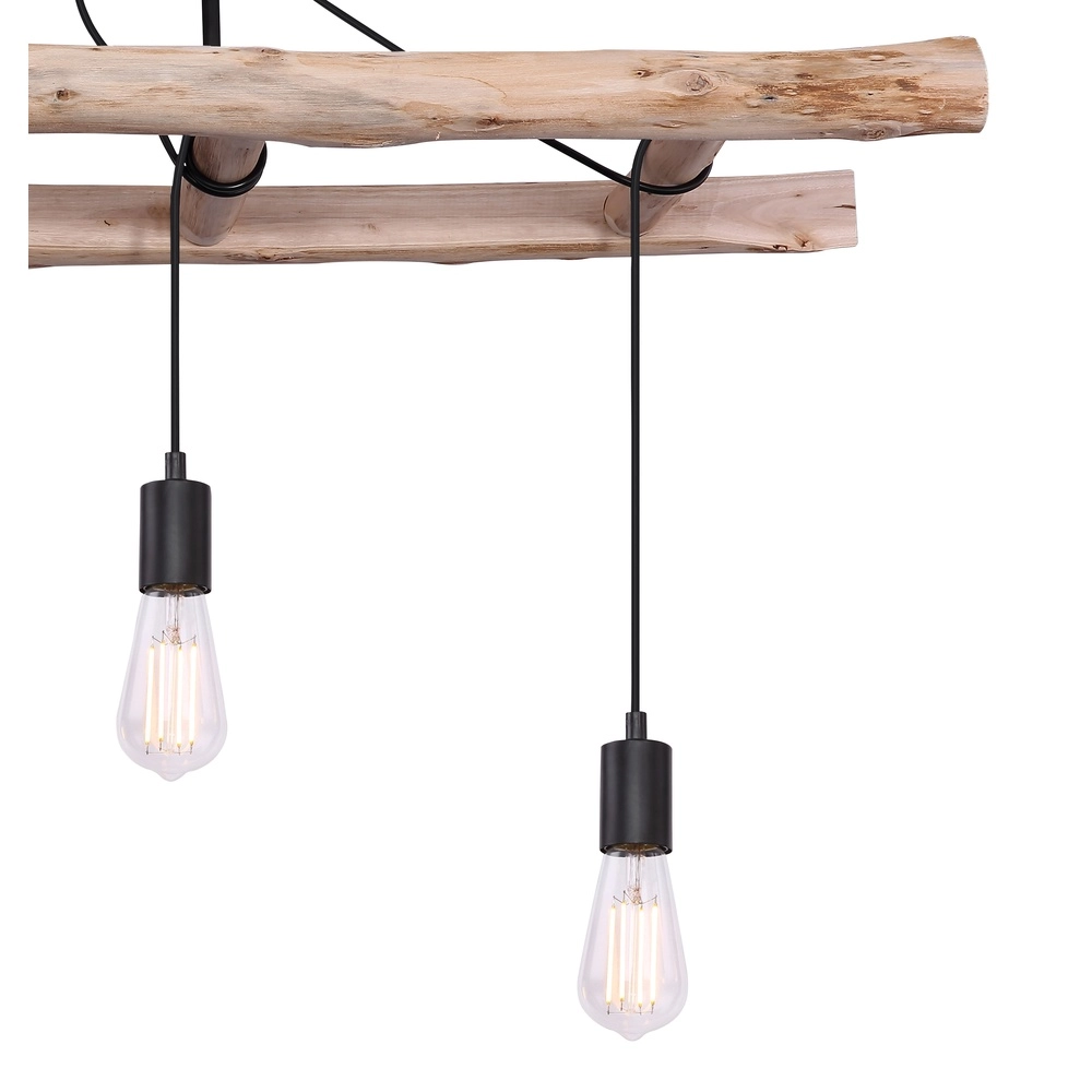 4-light pendant lamp Irmgard wood 80cm Globo 9007371390342
