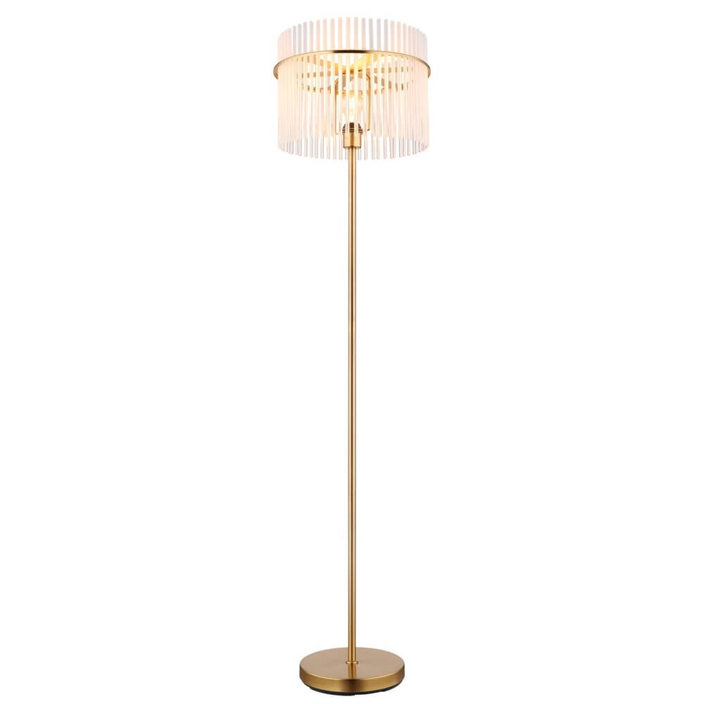 Golden floor lamp Gorley with glass Ø 38cm