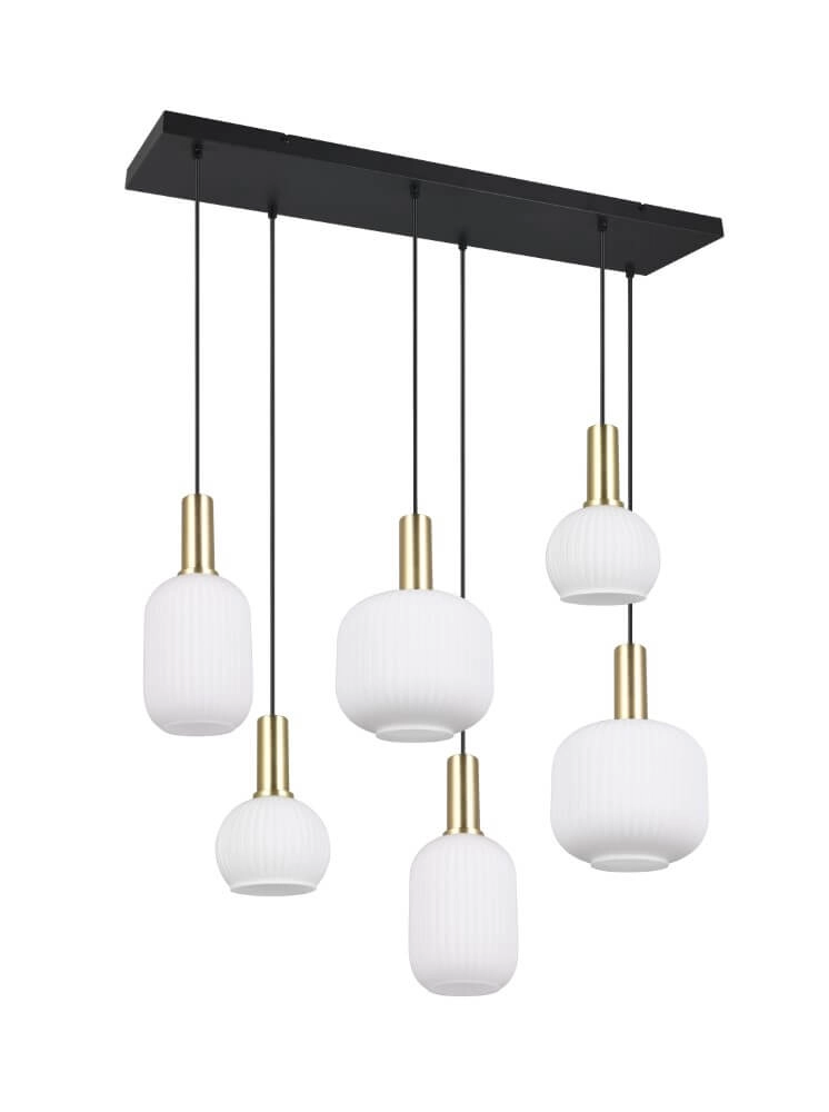 Dining room pendant lamp Diva 6-light - white glass Trio 4017807614510