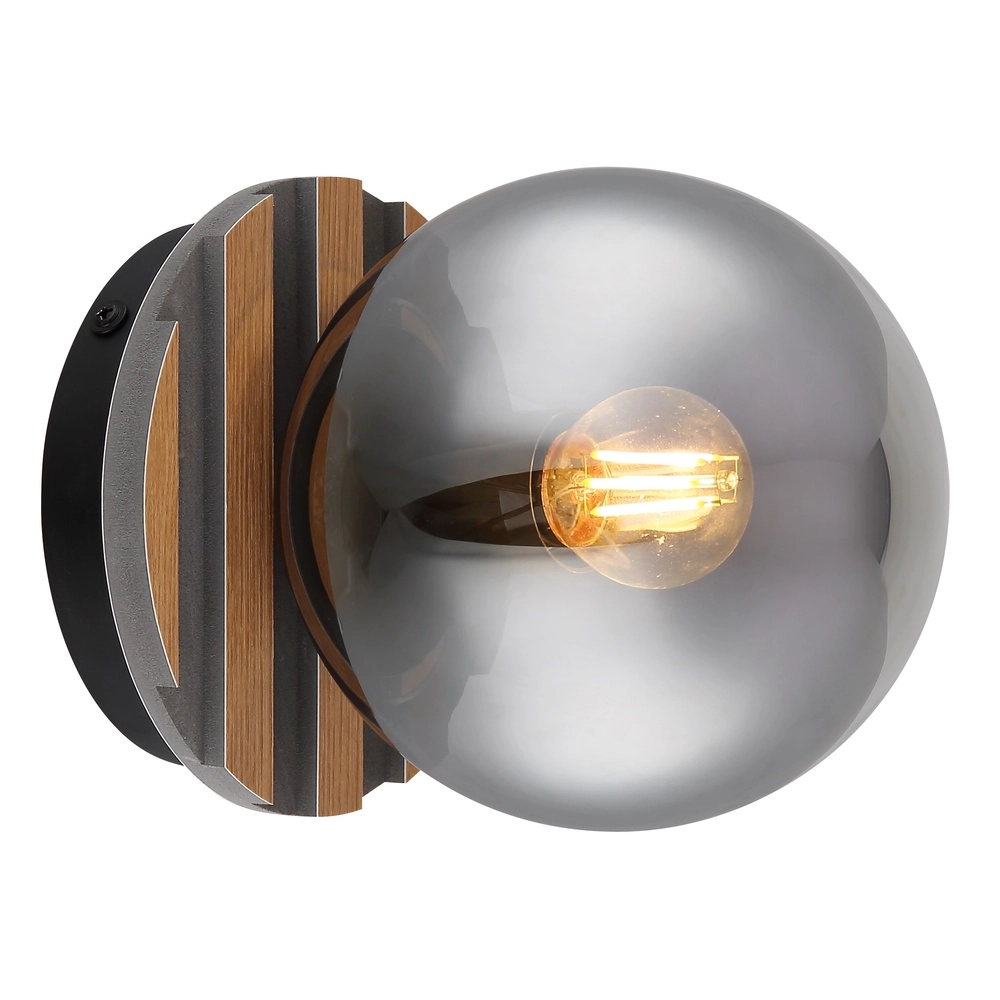 Ceiling lamp Parsons black with wood Globo 9007371576098