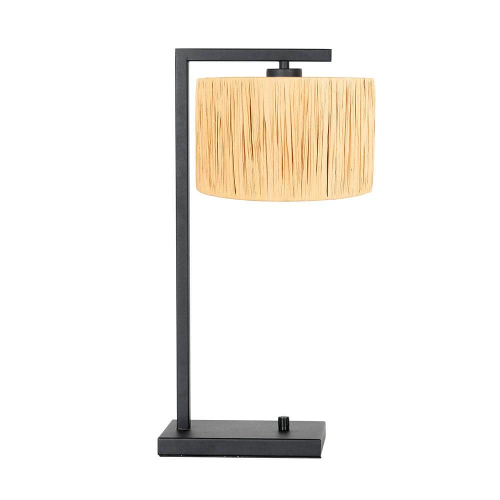 Table lamp Stang with dimmer and straw-colored shade