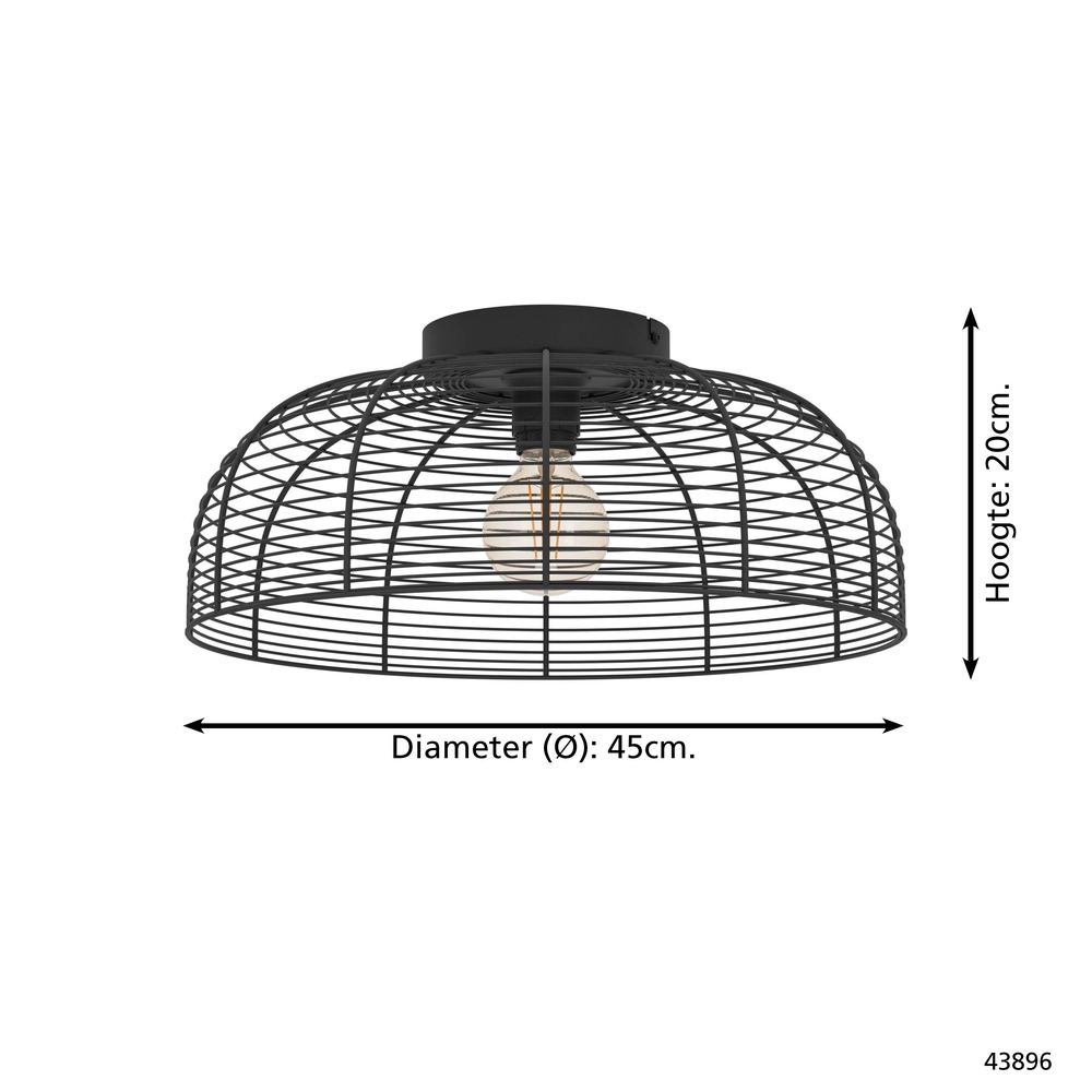 Wire ceiling lamp Rinroe Ø 45cm - black Eglo 9002759438968