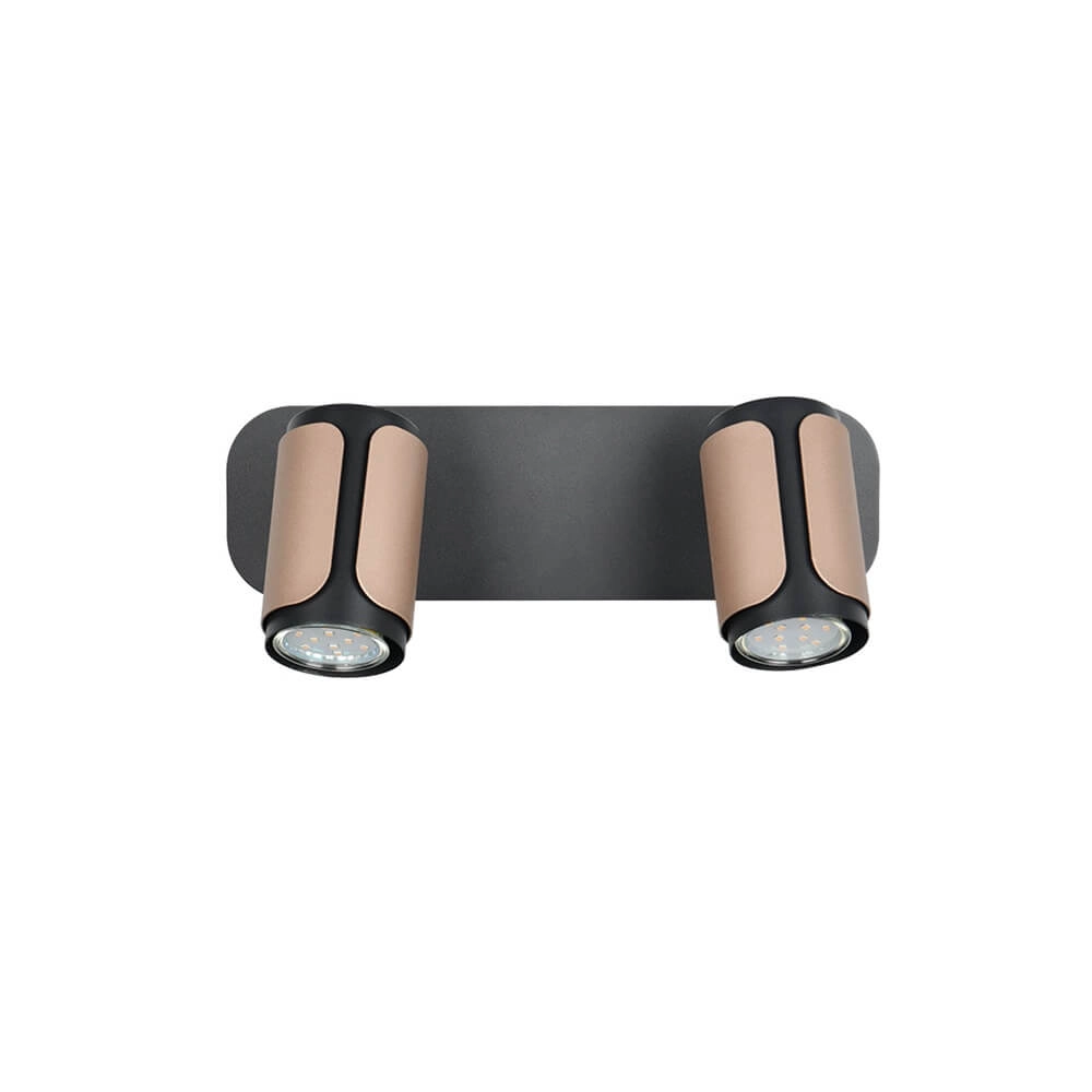 2-light surface-mounted spotlight Gillan black with brown Trio 4017807640434