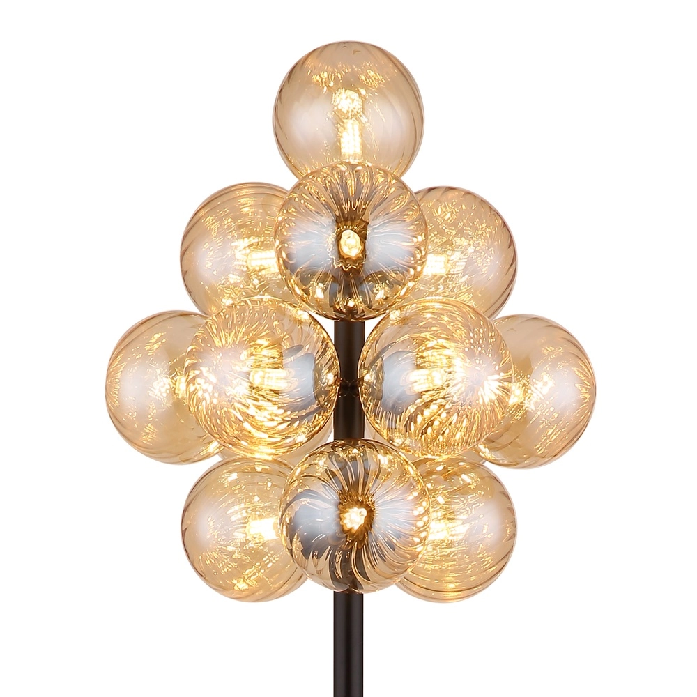Black floor lamp Conor with amber glass Globo 9007371512171