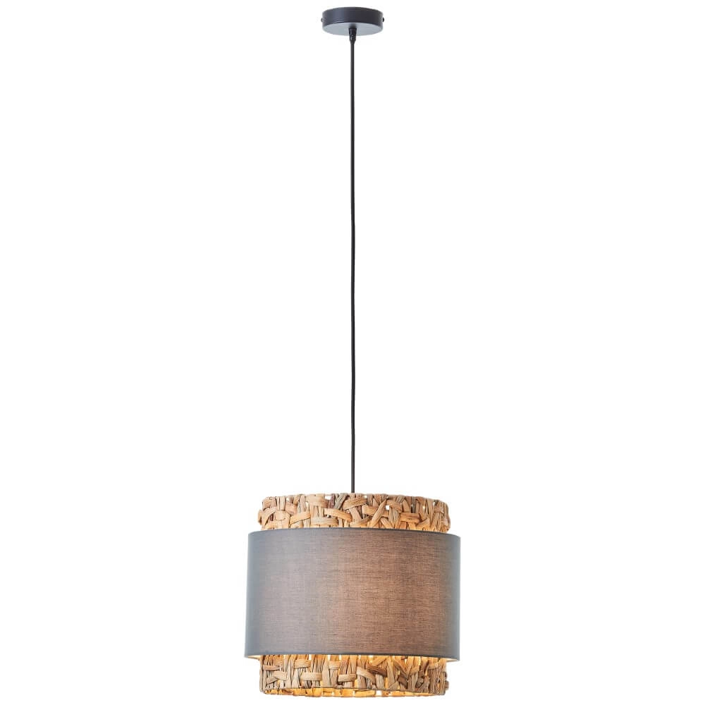 Pendant lamp Waterlilly Rattan with gray fabric Brilliant 4004353411878