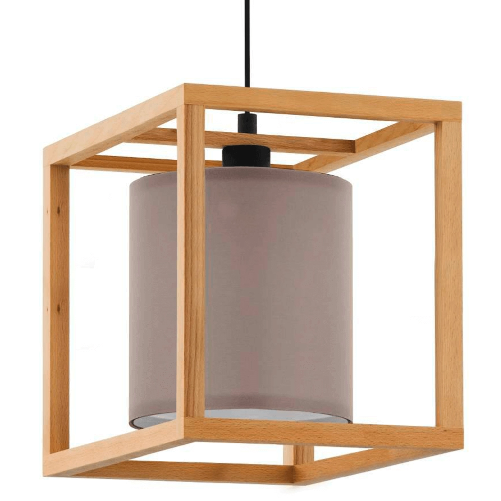 Wooden hanging lamp Granados with gray hood Stars of Light 9008606240203