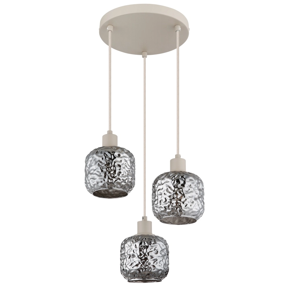 Pendant lamp Antonio 3-light round sand brown Globo 9007371572724
