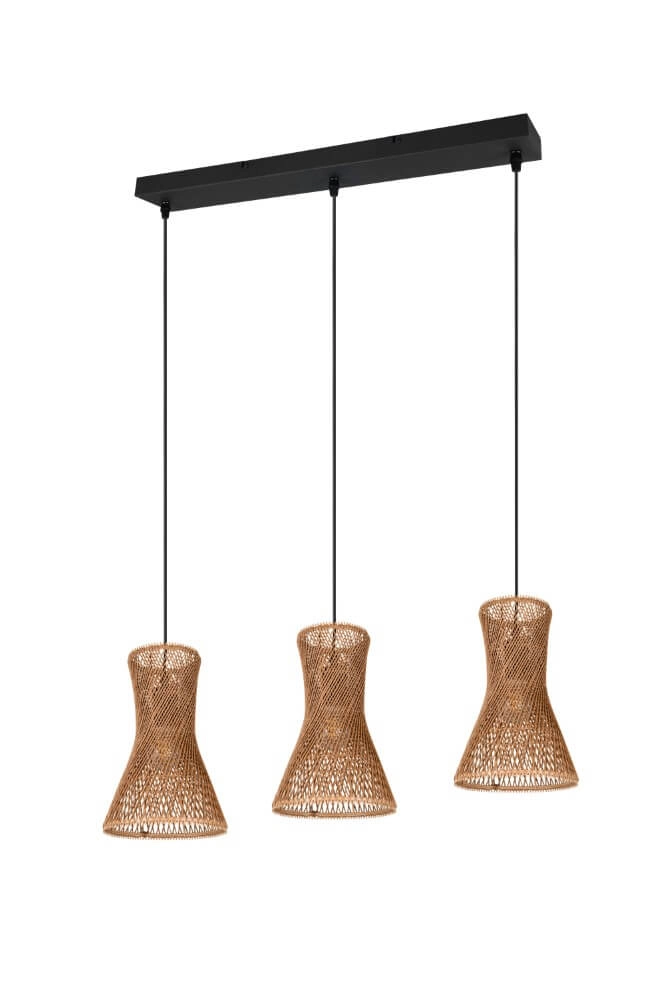 3-light pendant lamp Bijou black with rattan Trio 4017807637298