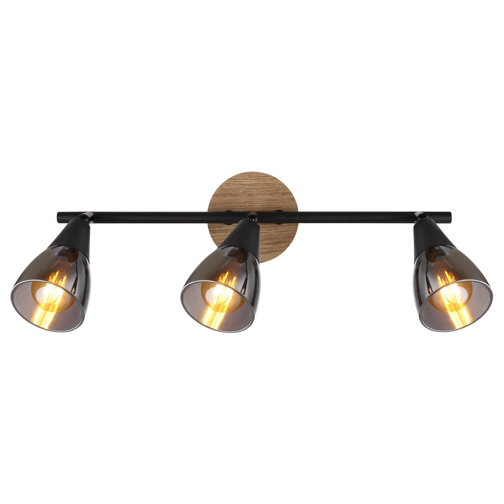 3-light ceiling lamp Mubby black with wood look Globo 9007371448869
