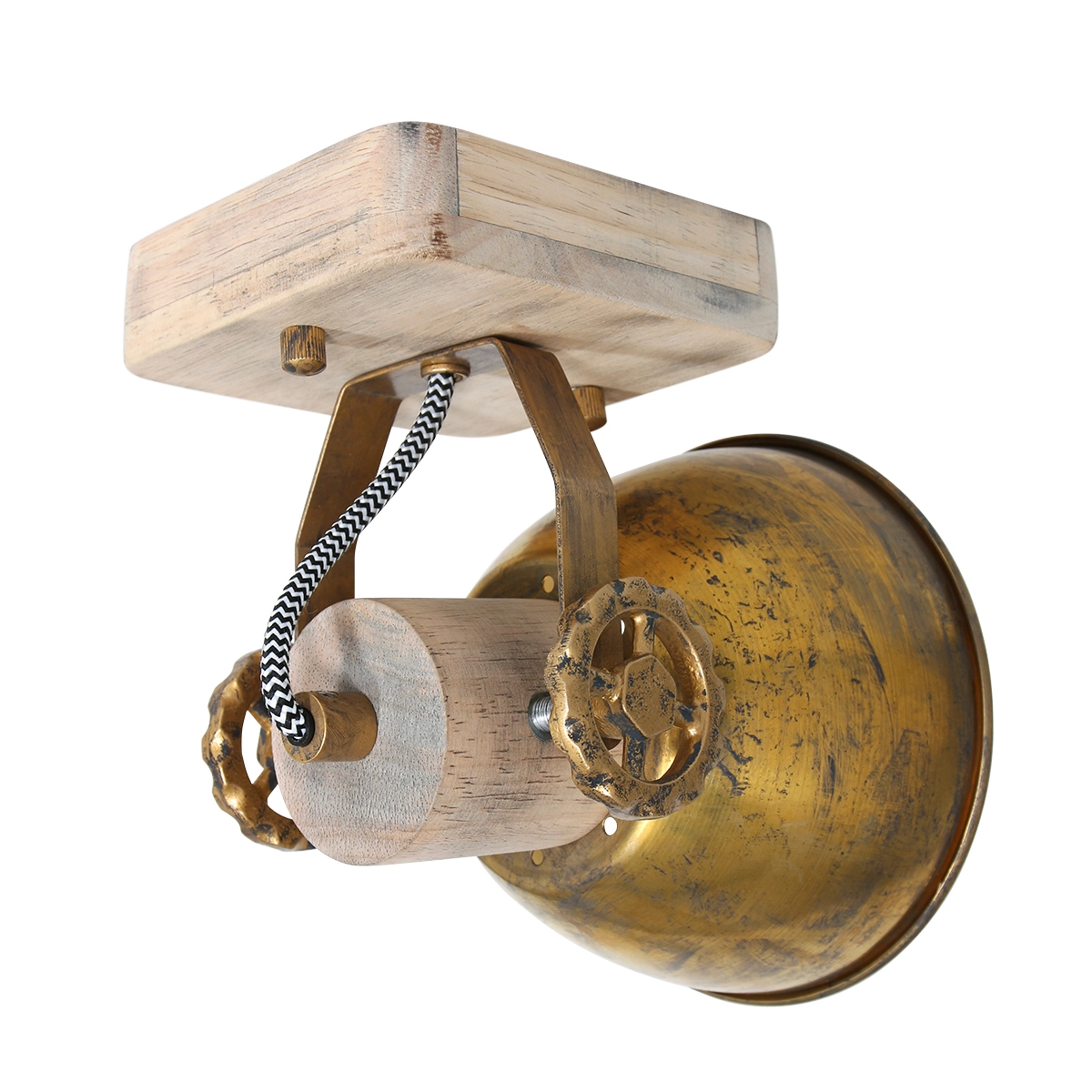 Industrial ceiling lamp Gearwood Bronze with wood Steinhauer 8712746135022