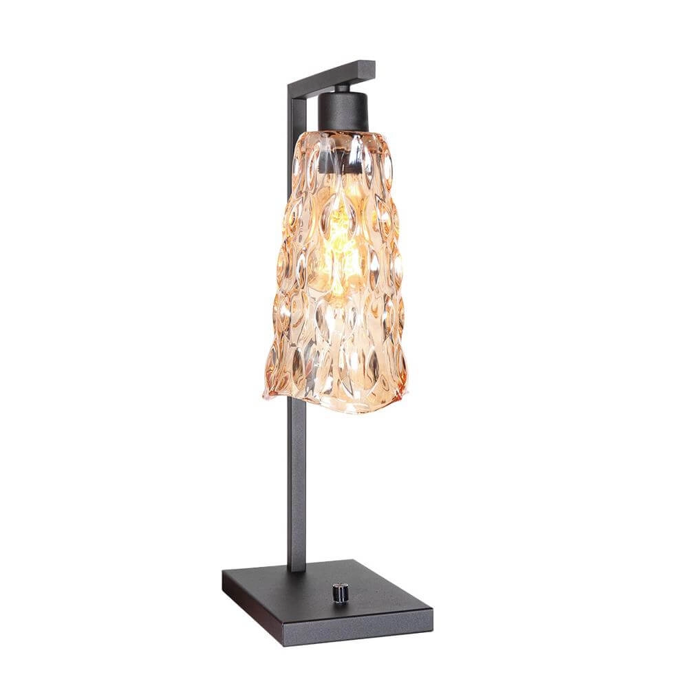Table lamp Vidrio black with amber glass Steinhauer 8712746173734