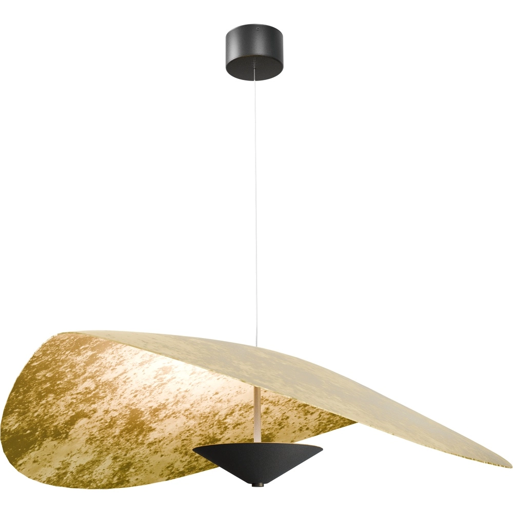 Ø 90cm LED pendant light Lente Gold leaf - with pulley
