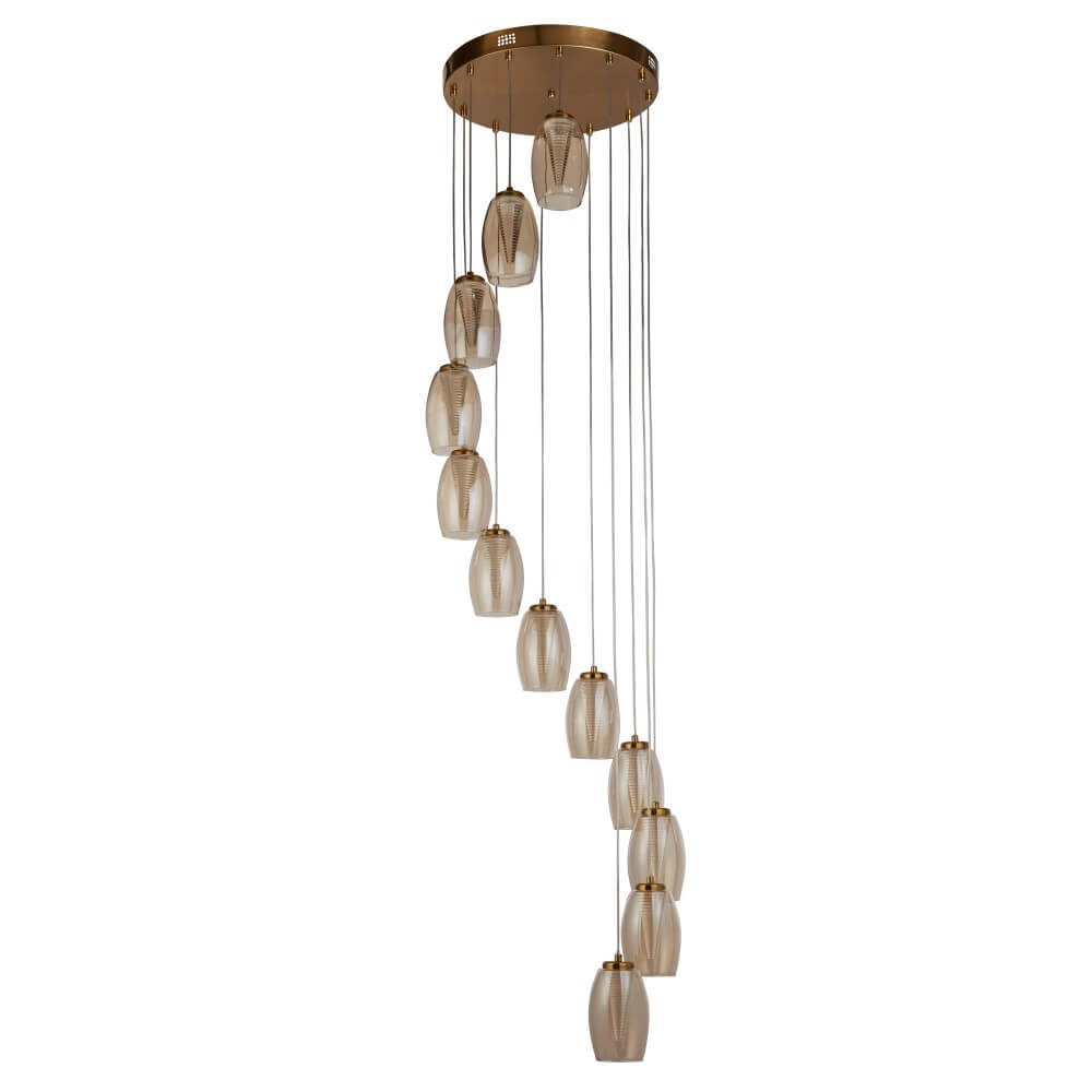 12-light hanging lamp Cyclone bronze