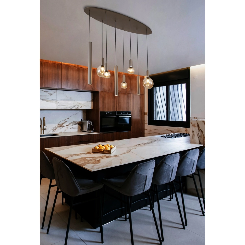Design pendant lamp Lyon Amber glass Searchlight 5053423296371